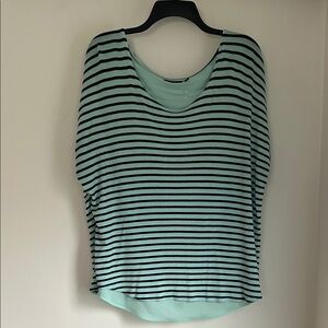 Apt. 9 Aqua and Black Striped Blouse